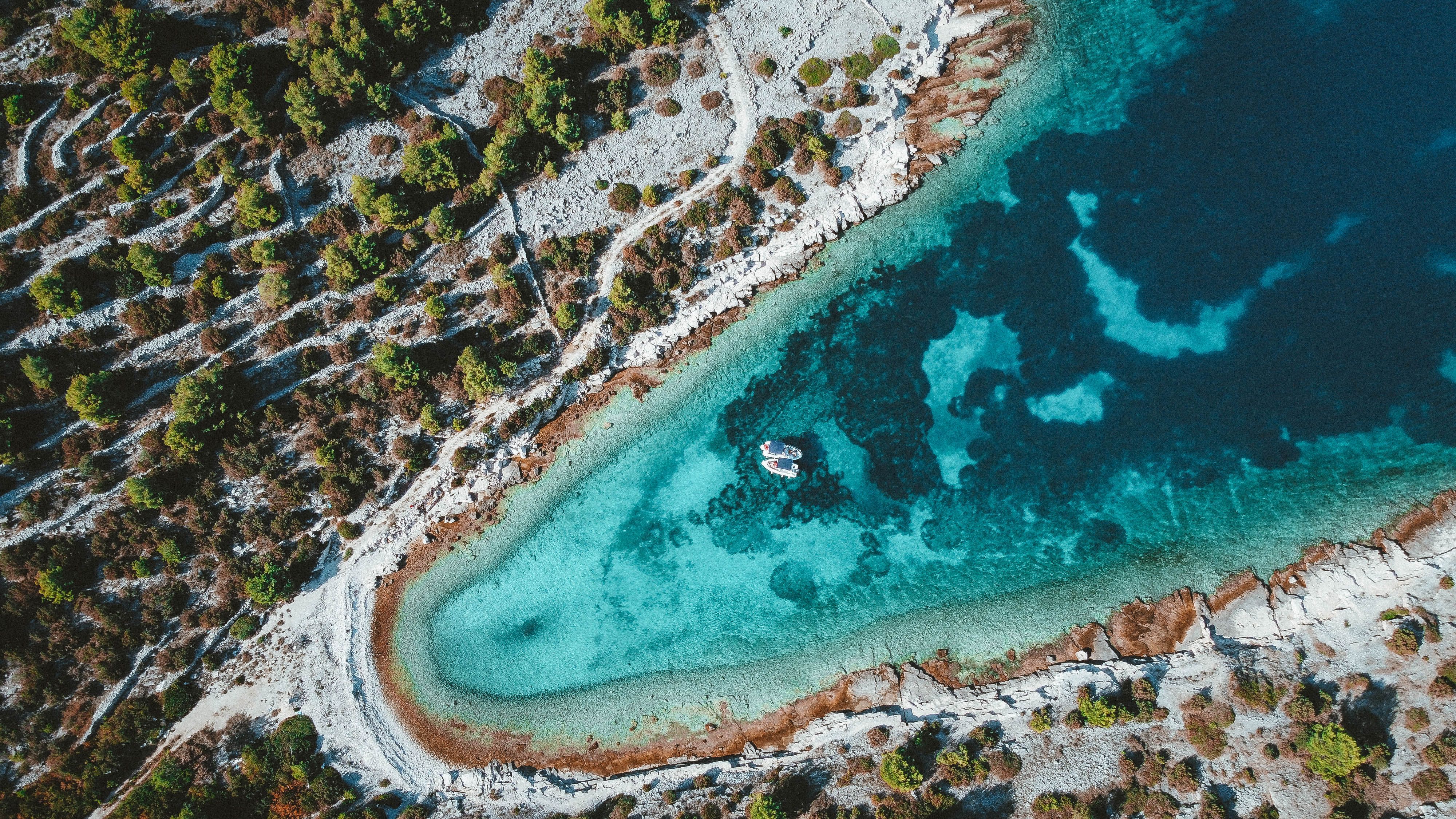 Crystal clear Adriatic waters along the Croatian Riviera coast