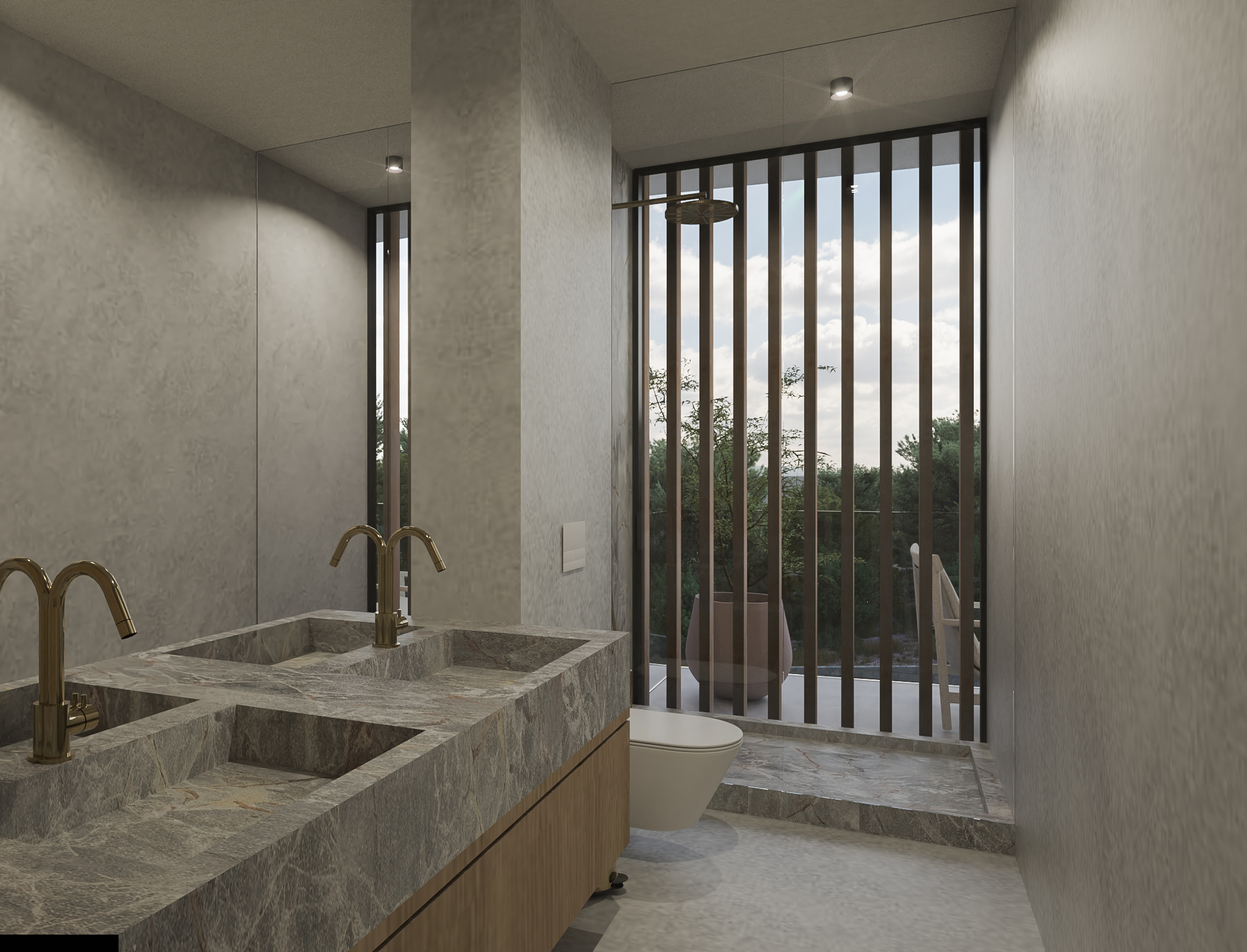 Luxury master bedroom with panoramic sea view and en-suite bathroom